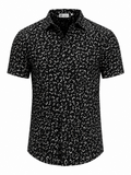 Black short-sleeved shirt with pattern