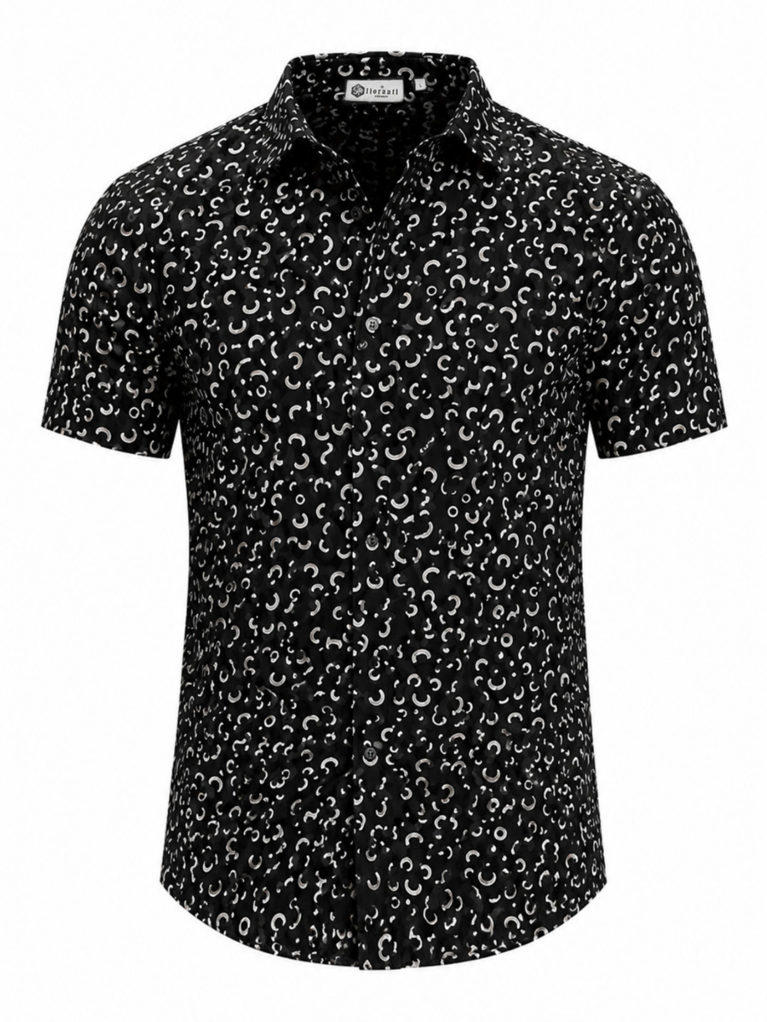 Black short-sleeved shirt with pattern