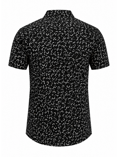 Black short-sleeved shirt with pattern